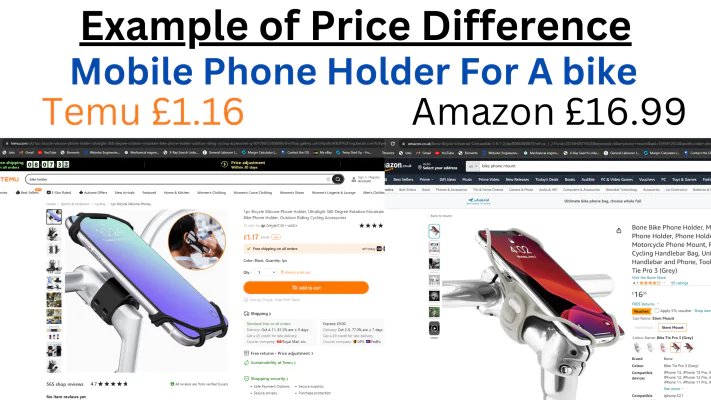 Temu vs Amazon price Difference